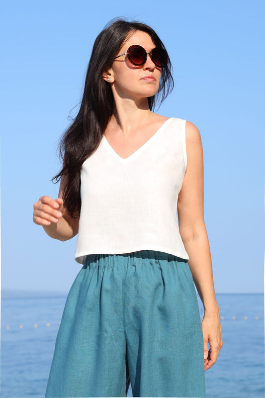 Lněný basic top Lotika - česká výroba