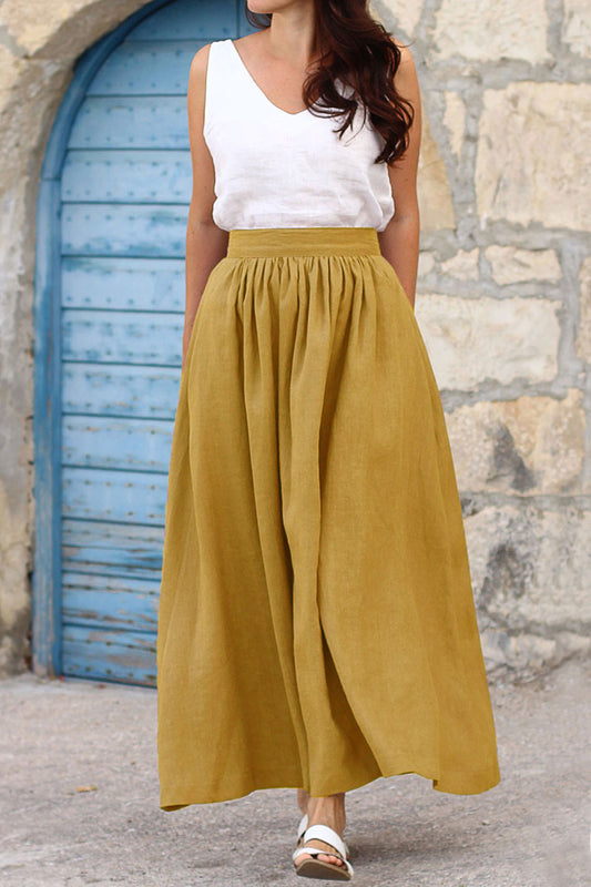 , mustard linen dresses 
