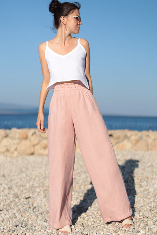 , pink linen skirts 