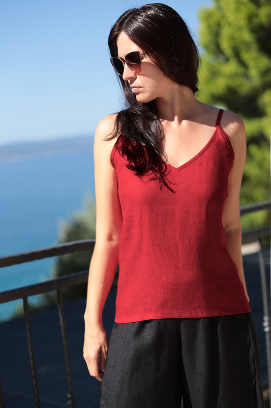 , red linen dresses 