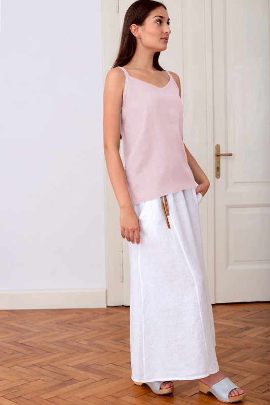 , pink linen skirts 