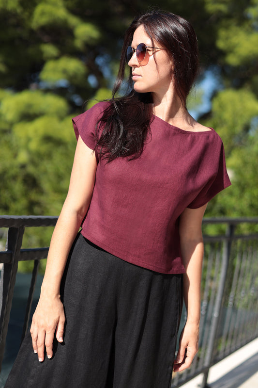 , burgundy linen skirts 
