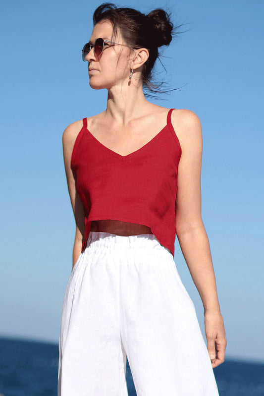 , red linen dresses 