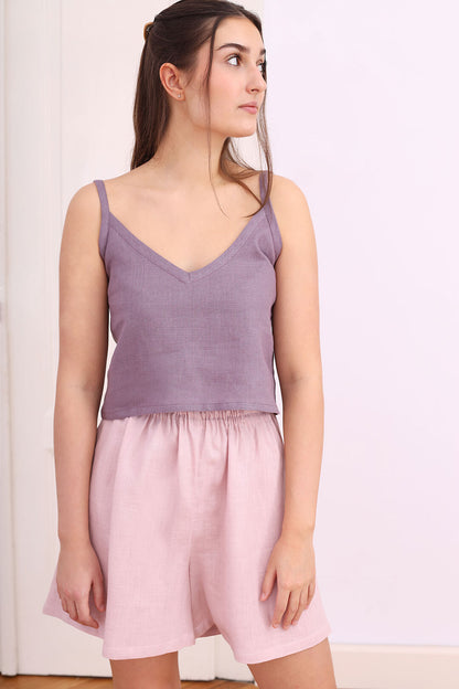 Krátké lněné tílko