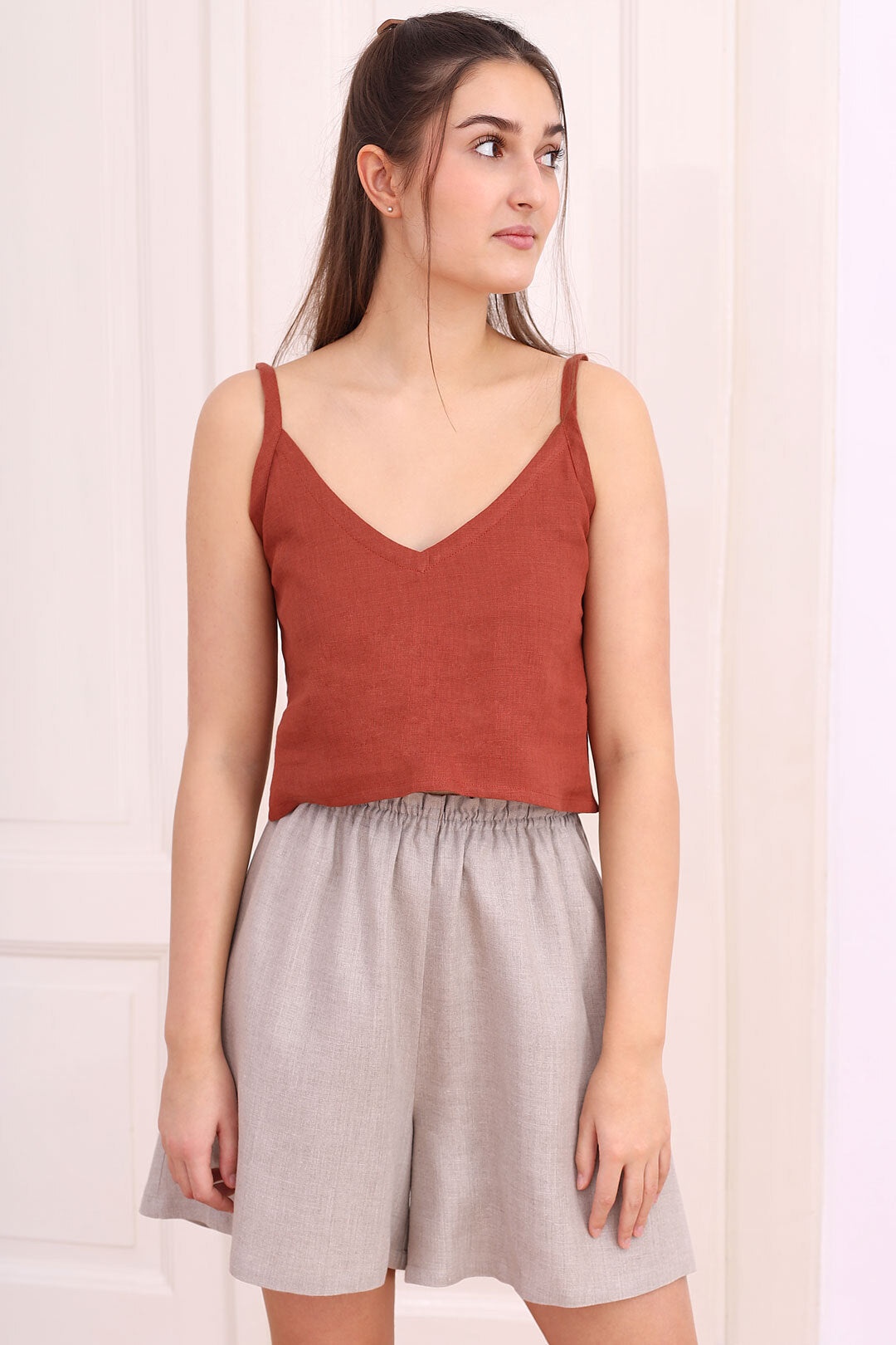 Krátké lněné tílko