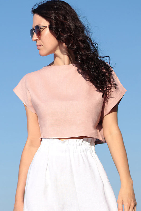 , pink linen skirts 