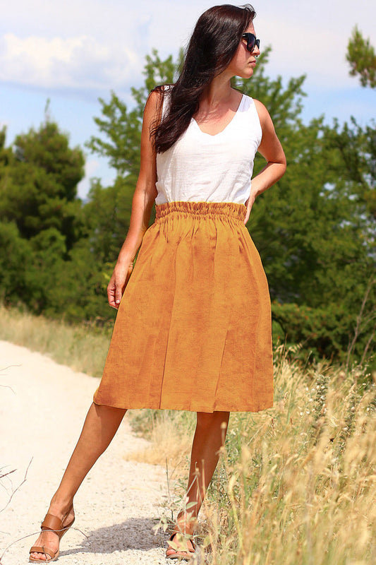 , mustard linen dresses 