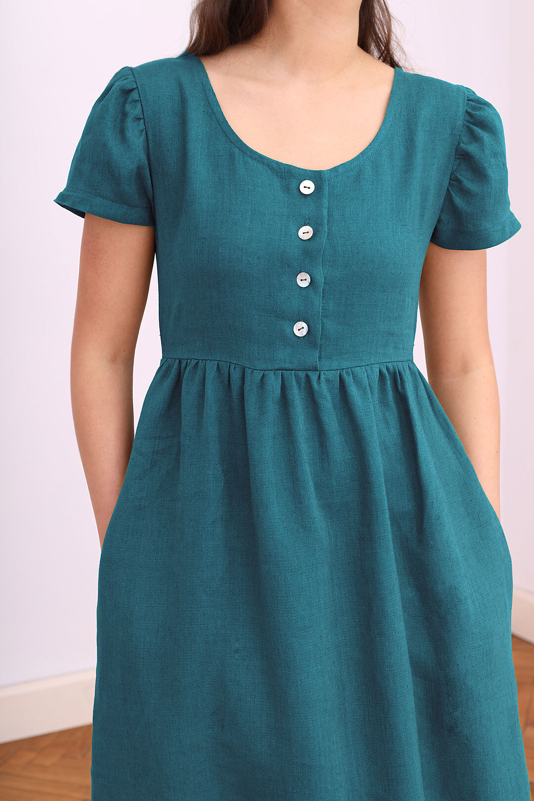 Lněné romantické maxi šaty