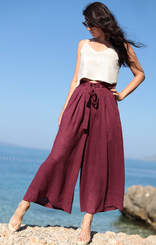 , burgundy linen skirts 