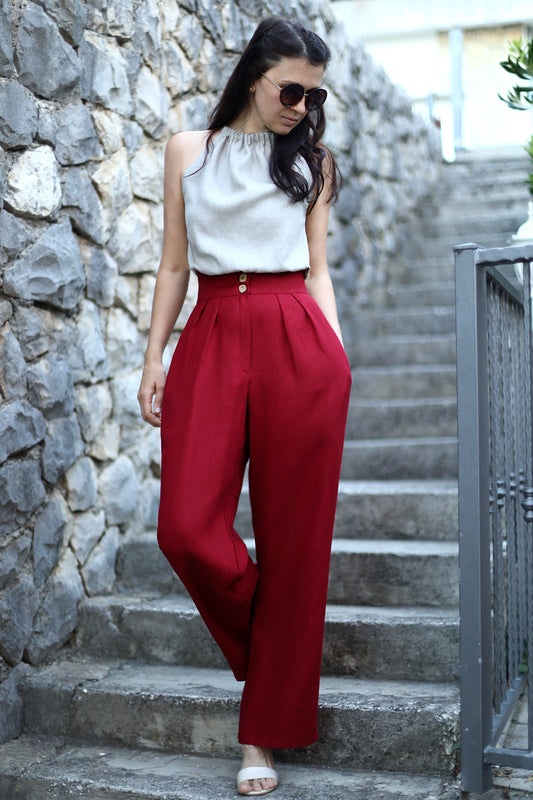 , red linen dresses 