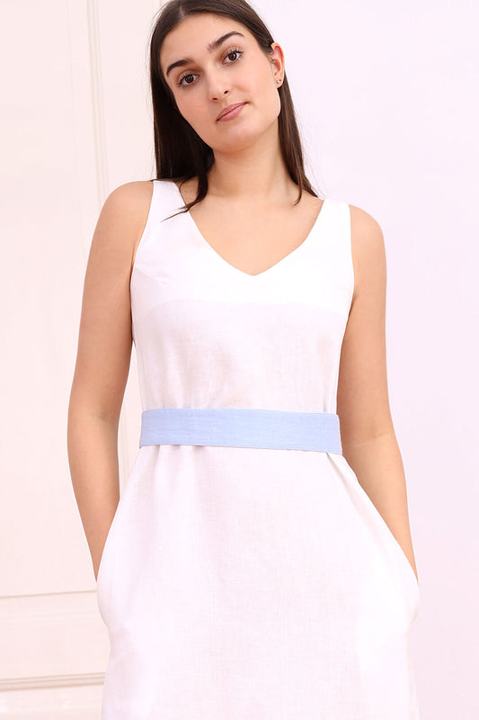 , blue linen dresses 