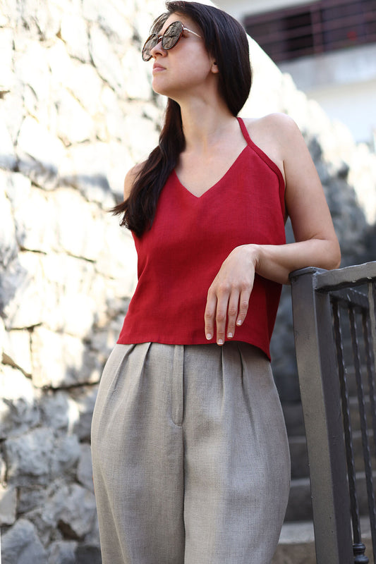 , red linen dresses 