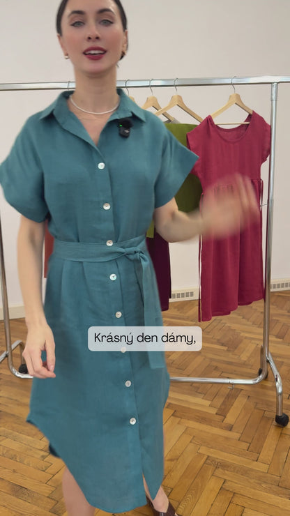 Košilové lněné šaty