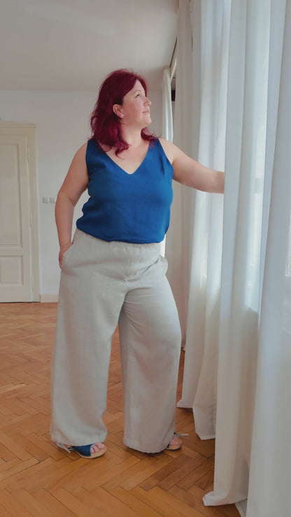 Univerzální lněné kalhoty 2v1 - ušité v čechách