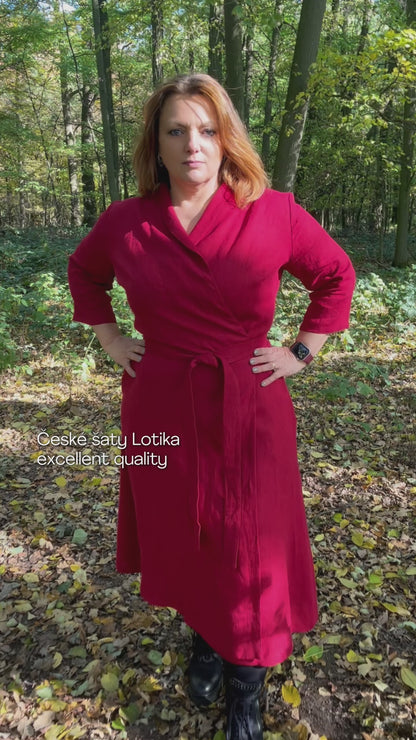 Lněné zavinovací maxi šaty Lotika