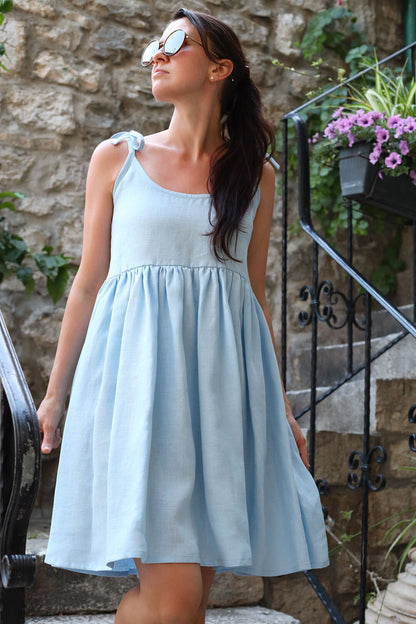 Romantické lněné české šaty Lotika