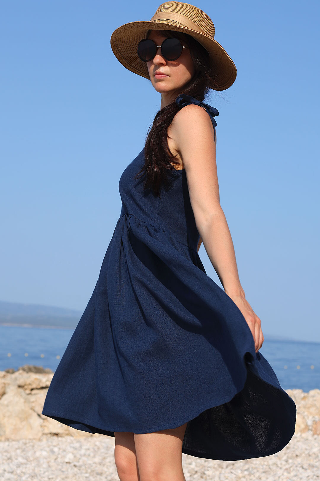 Romantické lněné české šaty Lotika