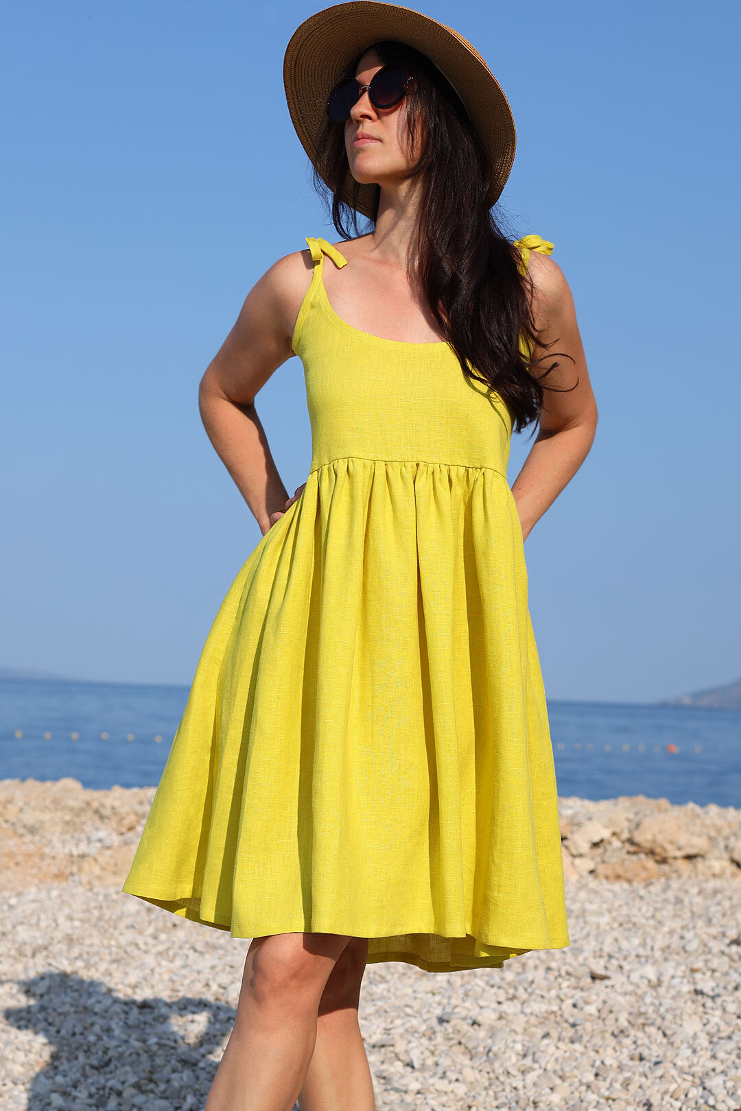 Romantické lněné české šaty Lotika