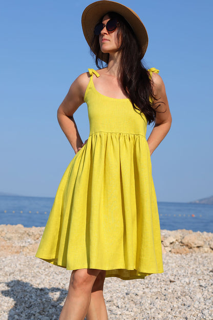 Romantické lněné české šaty Lotika