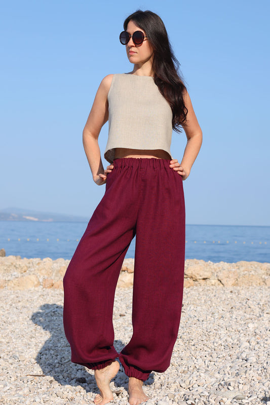 , burgundy linen skirts 